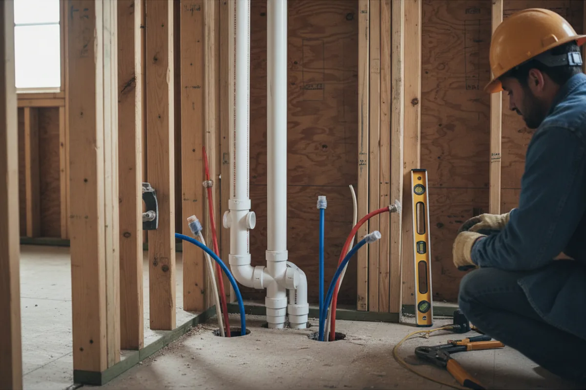 Drain and supply rough-in during Garbage Disposal Repair in Lowell